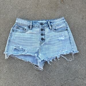 Distressed Hidden Cut Off Denim Jean Shorts Size S Blue Light Wash 2" Waist 27